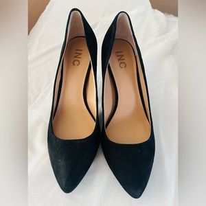 I.N.C. Black Suede pumps . Size 8 1/2 M. like new. Worn 2 times . 3 in heel
